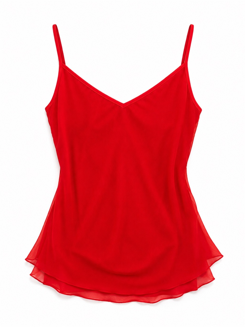 Y2K Red Sheer Layered Cami Top Medium